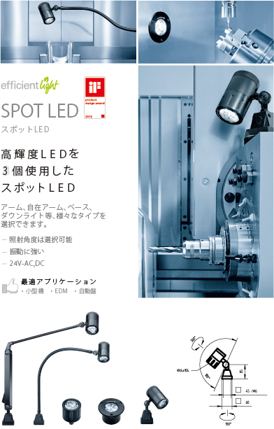 高輝度L E D を
3 個使用したスポットL E D